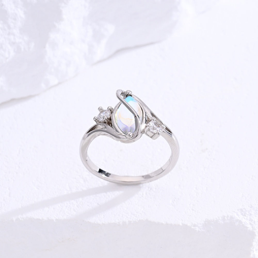S925 Sterling Silver Rainbow Moonstone Ring | Balance Feminine Power | Spiritual Shield for Everyday