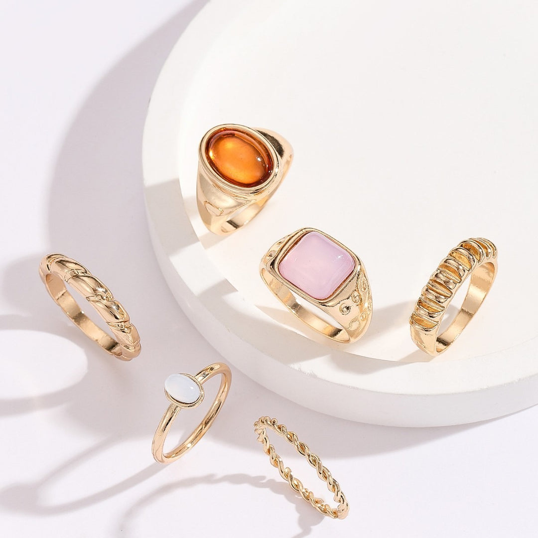 Soul of Bohemia · Natural Stone Vintage Texture Stackable Ring Set