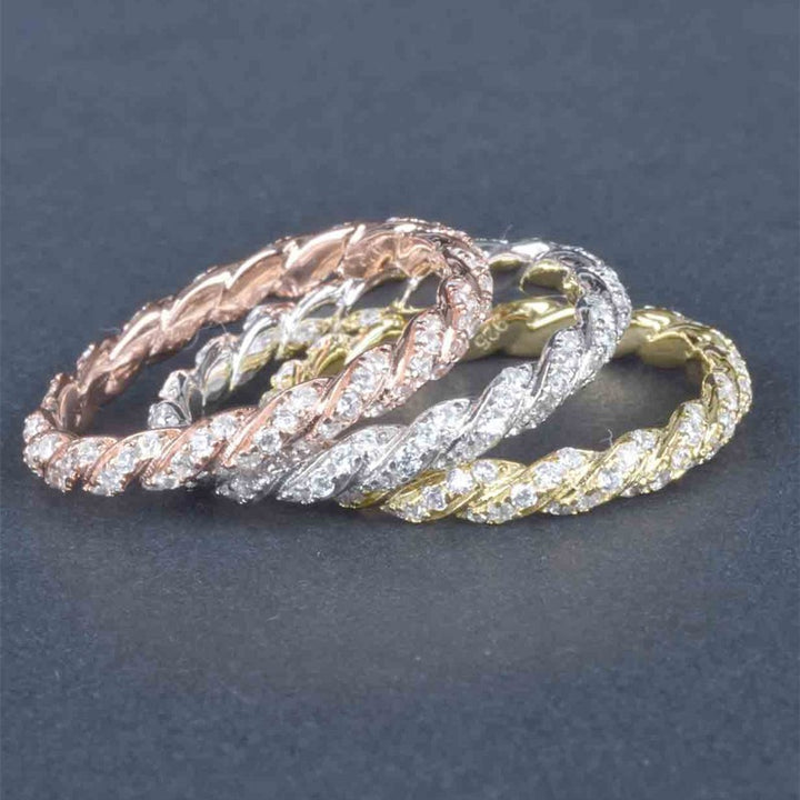 S925 Sterling Silver French Twisted Micro-Pavé Ring