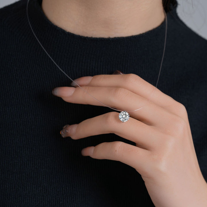 Mermaid's Tear Floating Diamond Ring & Necklace Minimalist Invisible Setting