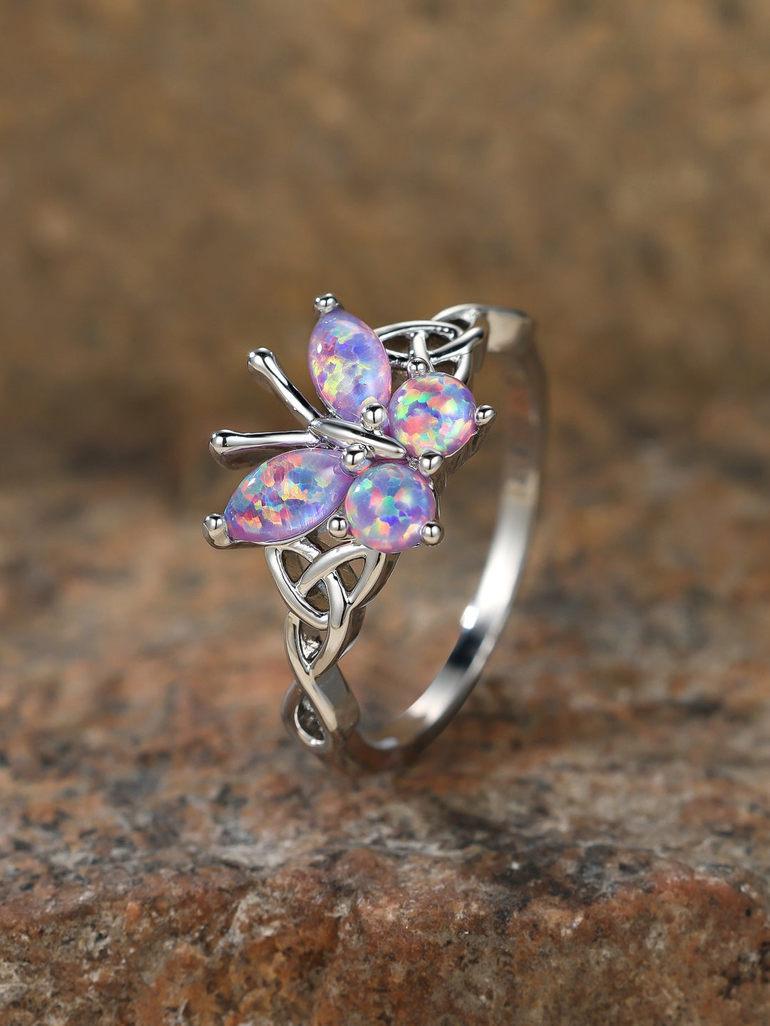 Light of Transformation S925 Sterling Silver Celtic Knot Butterfly Ring