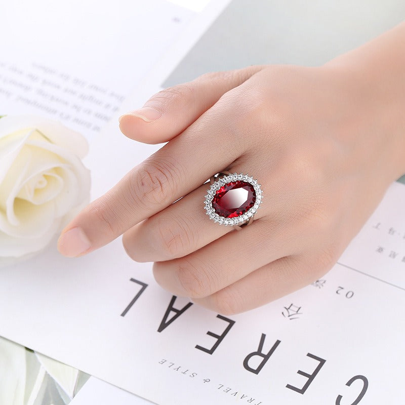 S925 Silver Vintage Statement Ring Halo CZ Split Shank