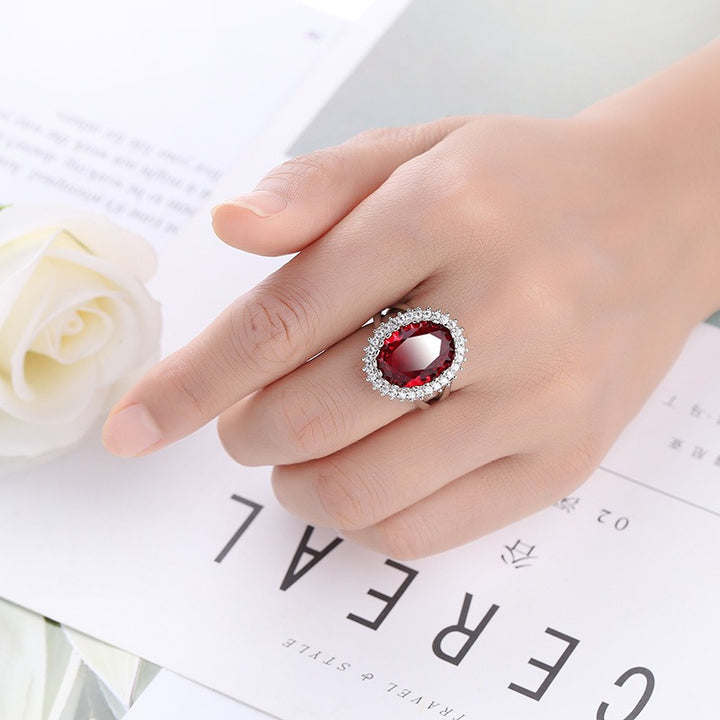 S925 Silver Vintage Statement Ring Halo CZ Split Shank