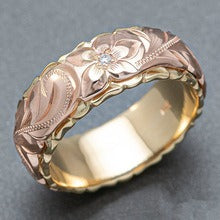 S925 Sterling Silver Vintage Two-Tone Engraved Rose Ring
