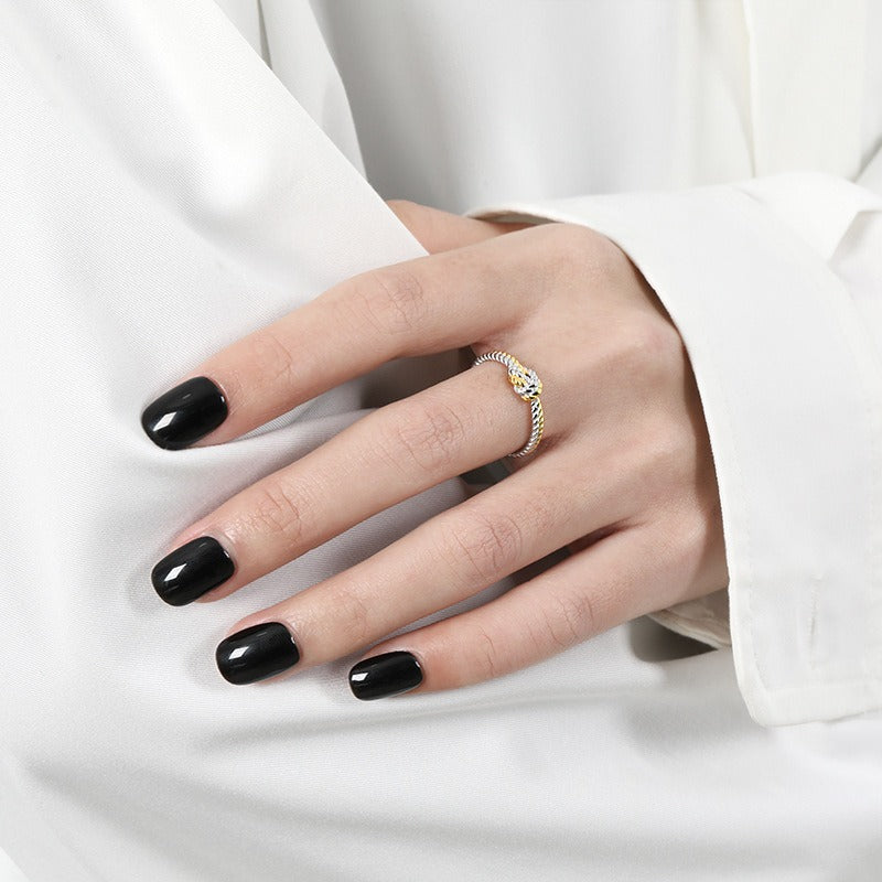 French Two-Tone Twisted Rope Knot Ring