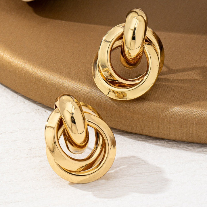 18K Gold & Silver Plated Polished Finish Minimalist Sculptural Knot Stud Earrings