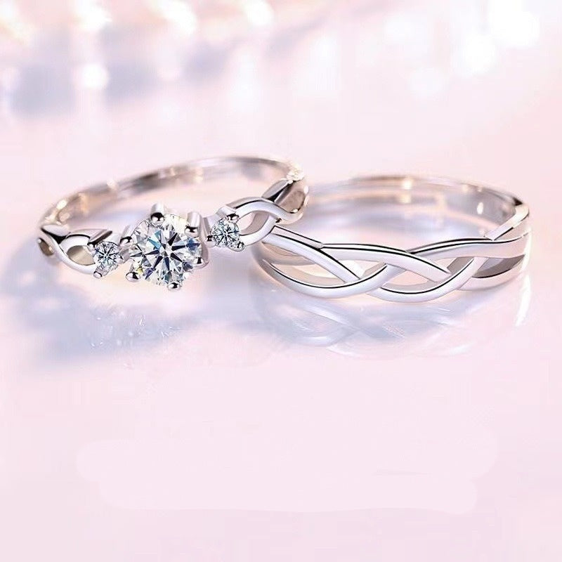 S925 Sterling Silver Intertwined Vine Open Couple Rings