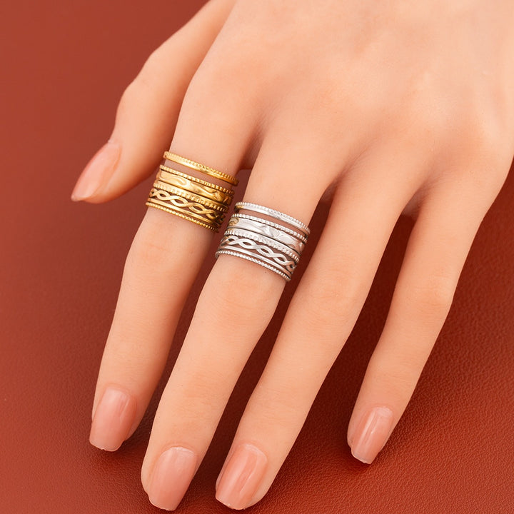 Vintage Braided Wide Band Ring Boho Stacked Look Adjustable Ring
