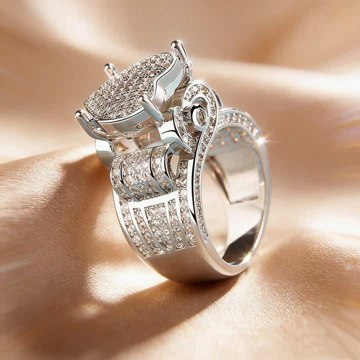 S925 Sterling Silver Iced-Out Heart Ring
