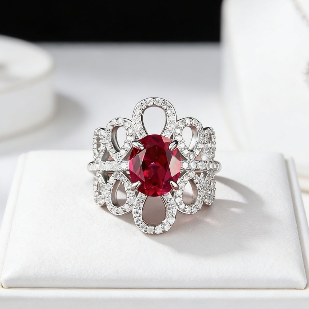 Vintage Blossom · Ruby Adjustable Ring