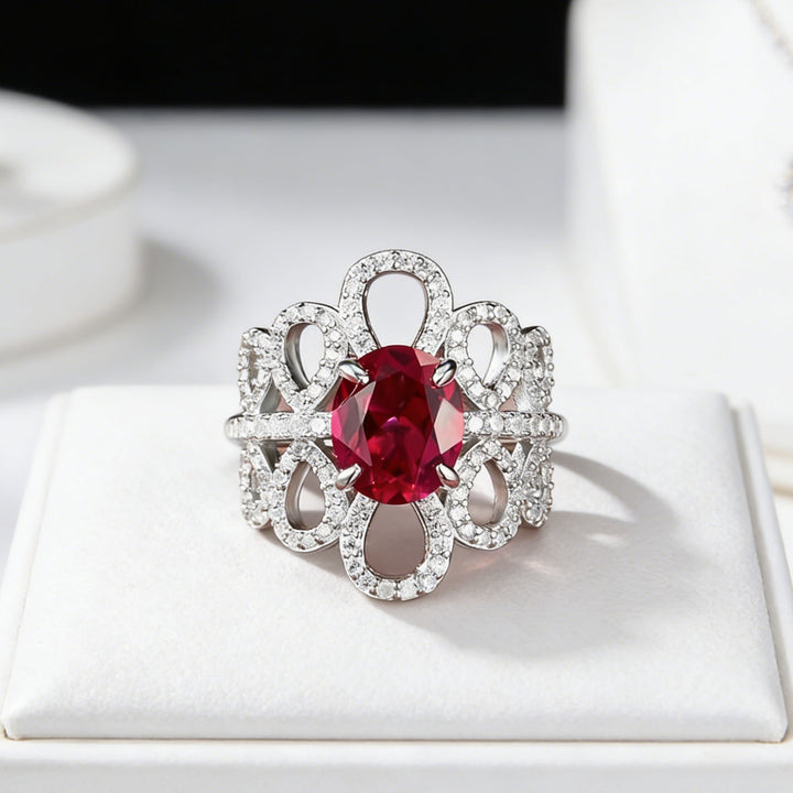 Vintage Blossom · Ruby Adjustable Ring