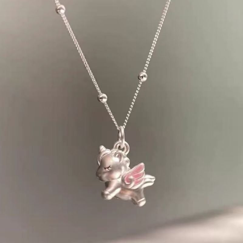 S925 Silver Flying Unicorn Necklace