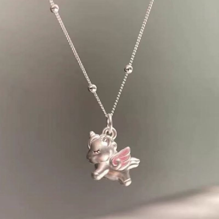 S925 Silver Flying Unicorn Necklace