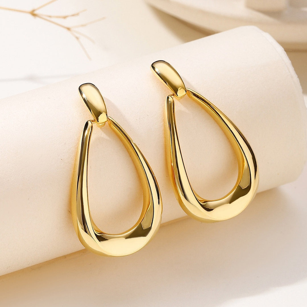 Minimalist Teardrop Chunky Hoop Earrings Modern Sculptural Drop Earrings