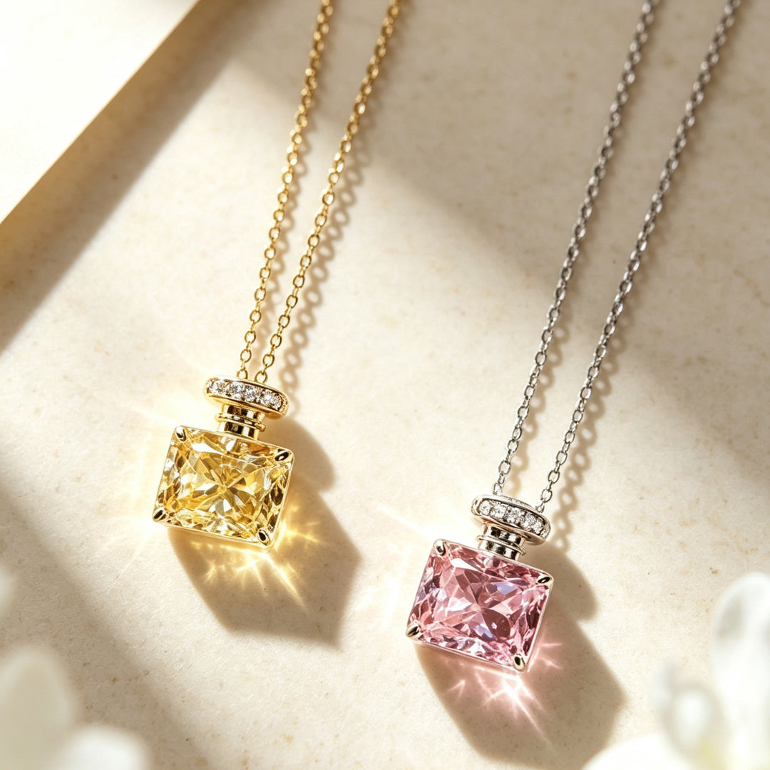 French Vintage Perfume Bottle Pendant Necklace