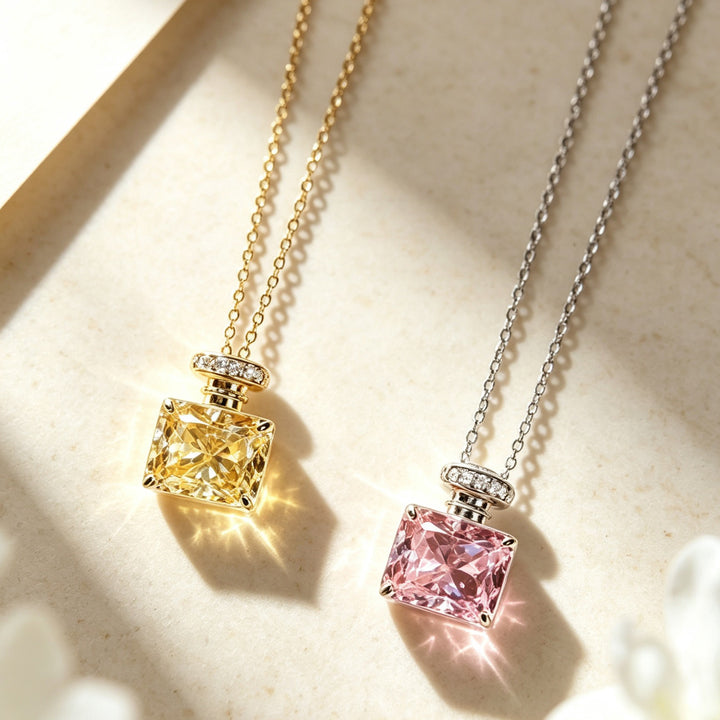 French Vintage Perfume Bottle Pendant Necklace