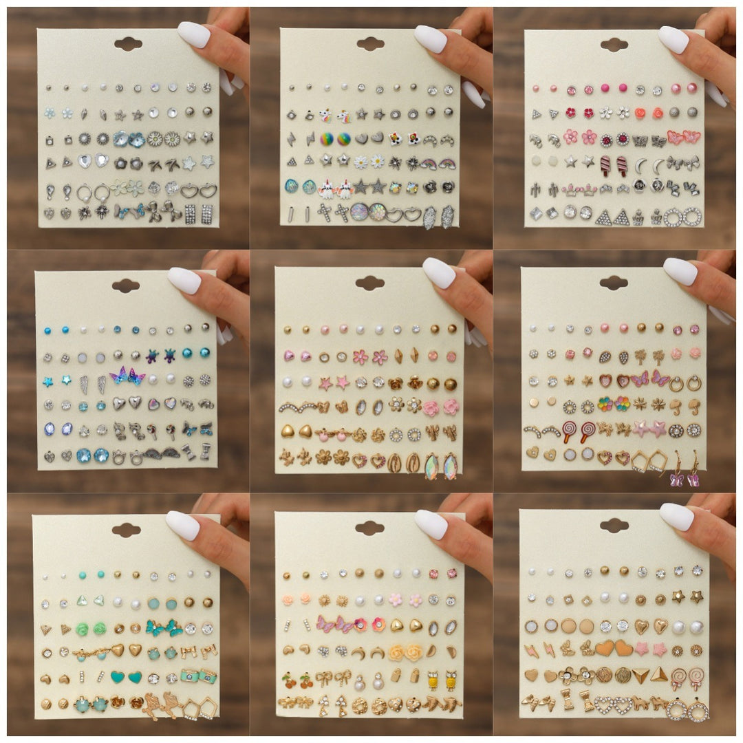 30-Piece Stud Earring Set Mix & Match Stars, Flowers & Pearls