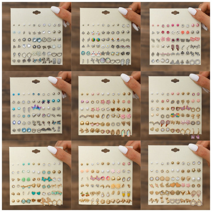 30-Piece Stud Earring Set Mix & Match Stars, Flowers & Pearls
