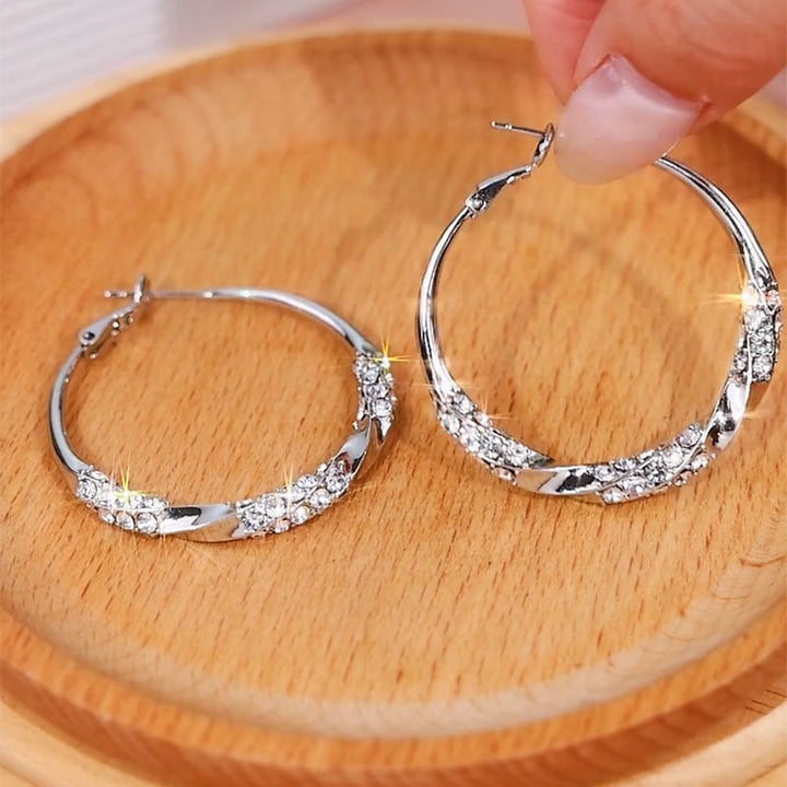 18K Gold Contrast Half-Pavé Hoop Earrings Modern Wide Band Statement Hoops