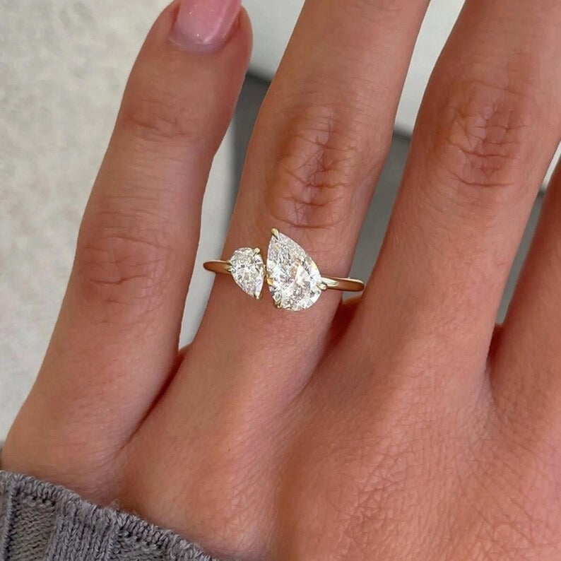 S925 Sterling Silver Toi et Moi Ring