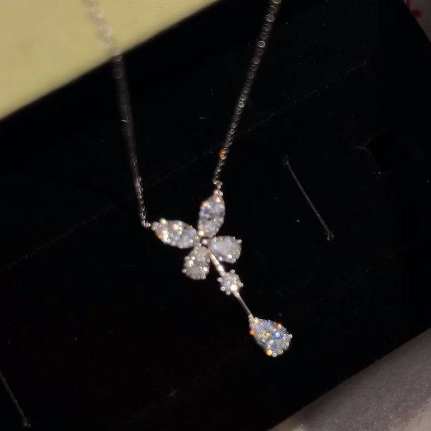 S925 Sterling Silver Teardrop Bow Y-Necklace