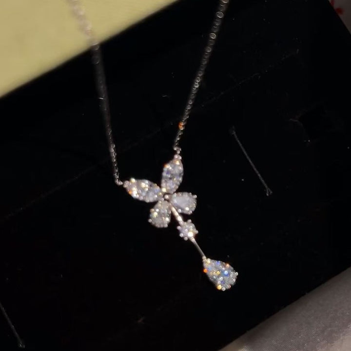 S925 Sterling Silver Teardrop Bow Y-Necklace
