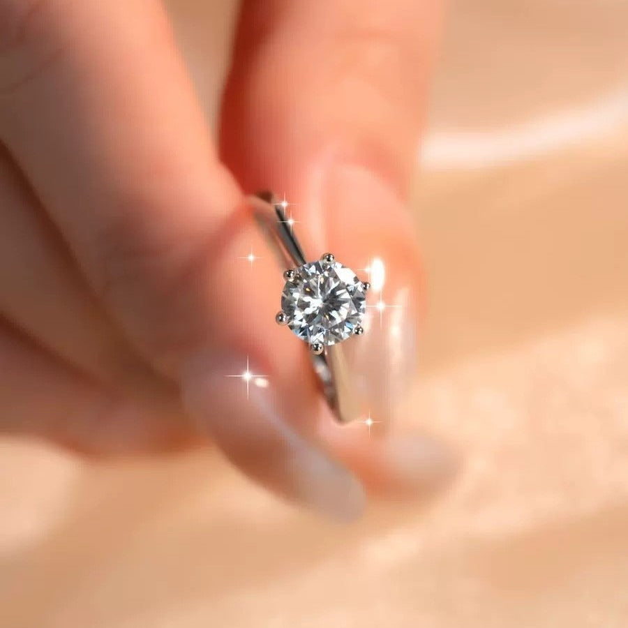 S925 Sterling Silver Classic 6-Prong Solitaire Ring Minimalist Everyday Jewelry | Perfect for Stacking