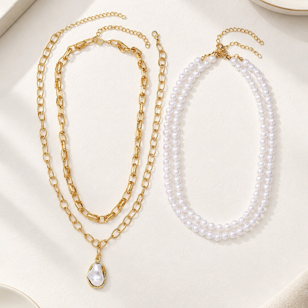 18K Gold Layered Pearl Necklace