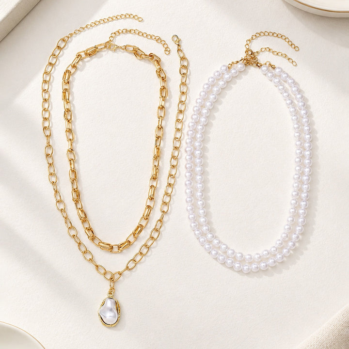 18K Gold Layered Pearl Necklace