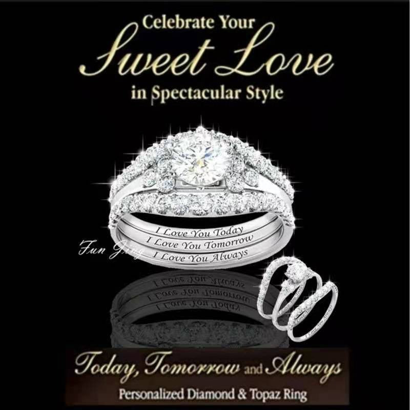 Vows of Love · Triple-Layer Interlocking Stackable Ring Set