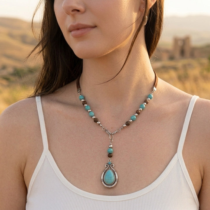 Vintage Western Turquoise Multi-Layer Necklace Set
