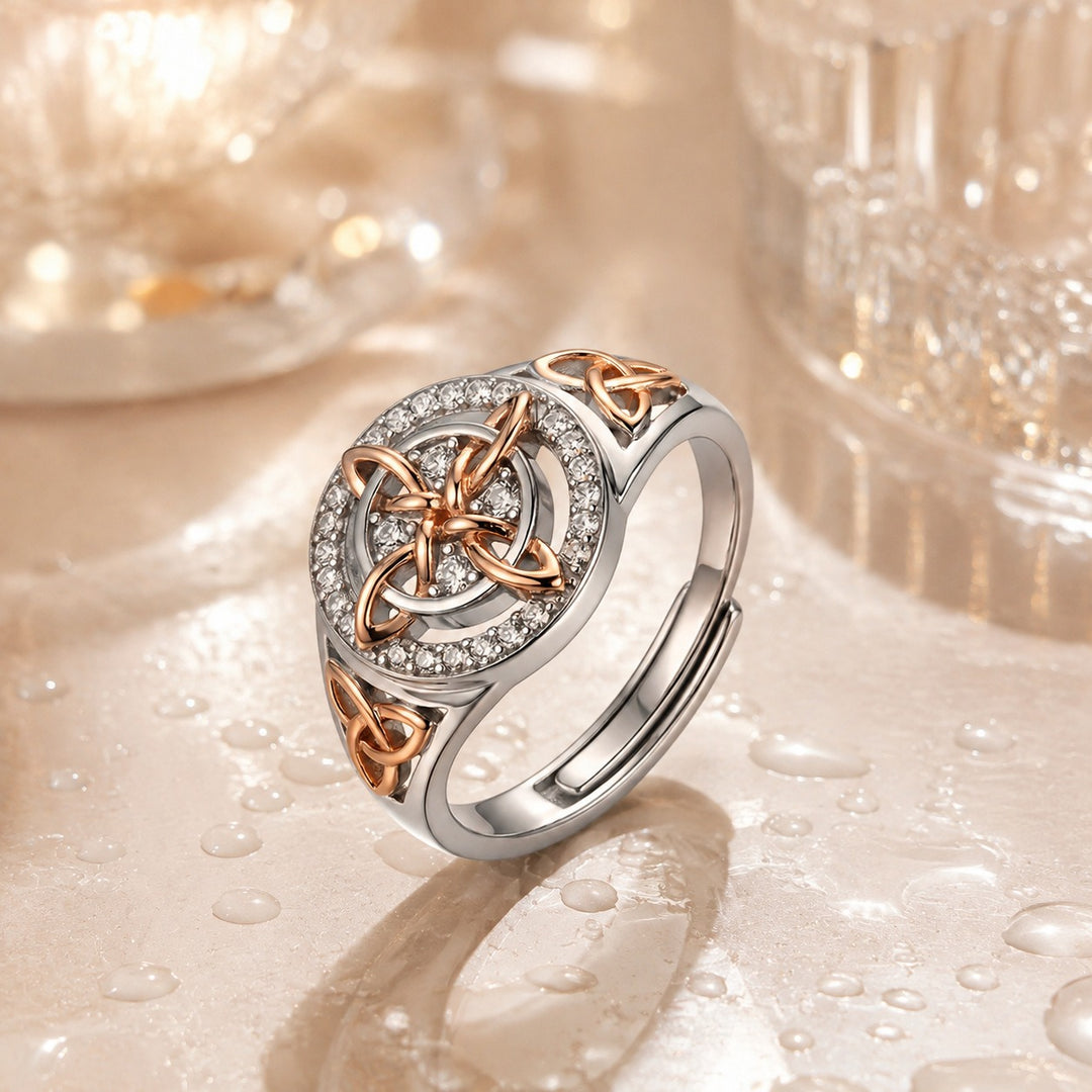 Celestial Guardian · Pavé Celtic Knot Energy Ring