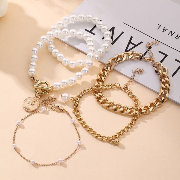 18K Gold Vintage Pearl Bracelet Set