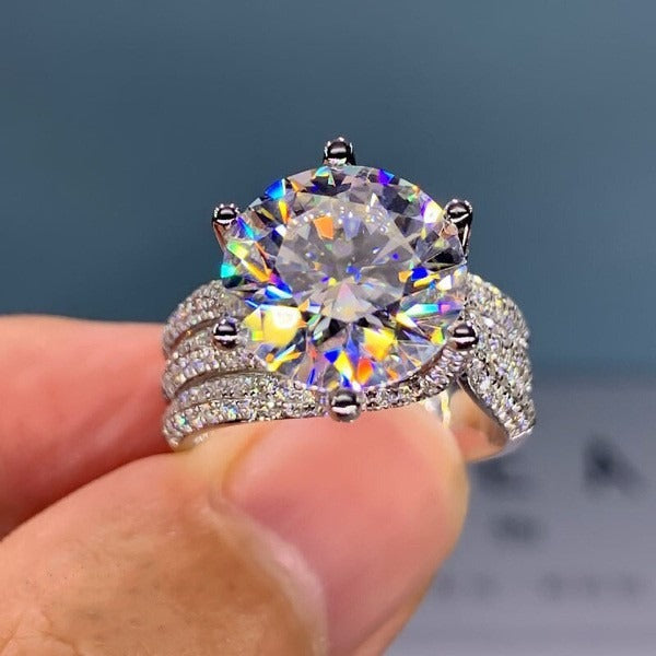 S925 Sterling Silver Couture Split-Shank Pavé Large Moissanite Ring