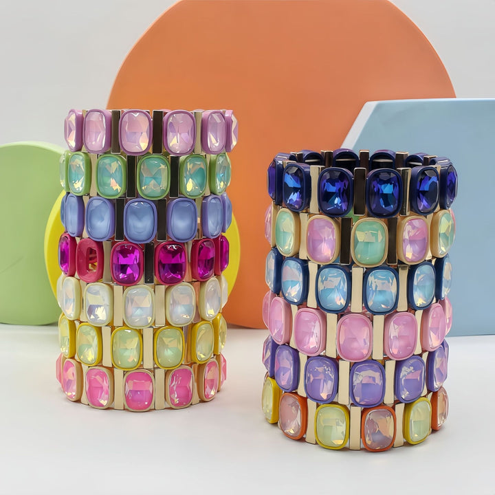 Vintage Y2K Crystal Enamel Stretch Bracelet