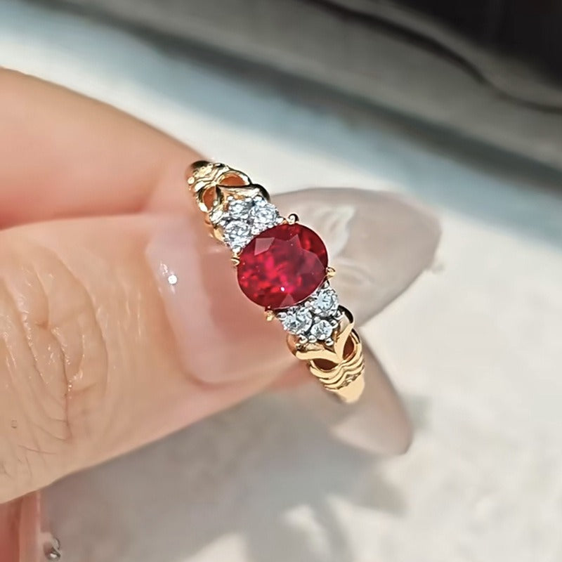 Vintage Vine · Ruby Zirconia Pavé Ring