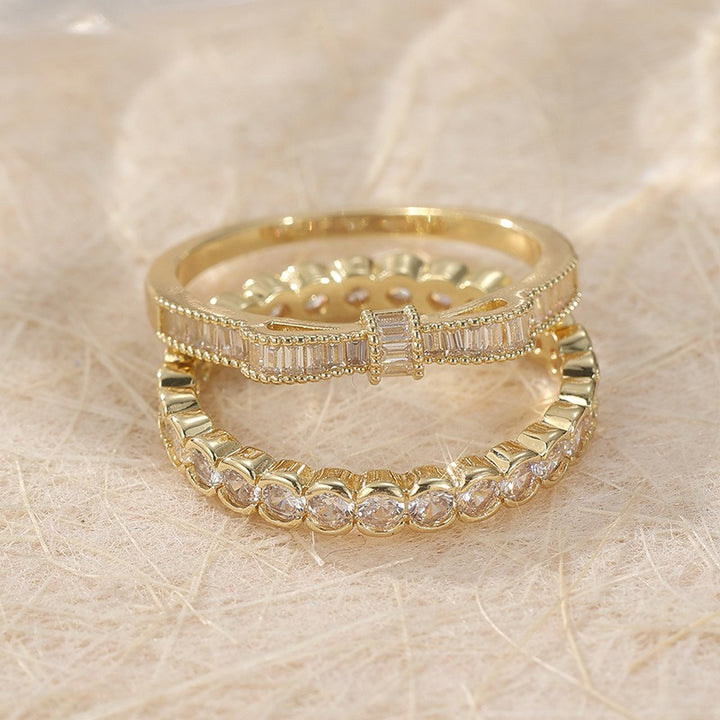 Vintage Enamel Micro-Pavé 4-Piece Stackable Ring Set