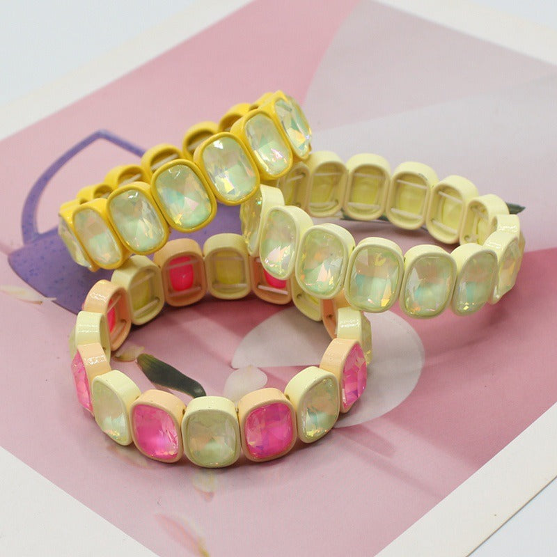 Vintage Y2K Crystal Enamel Stretch Bracelet