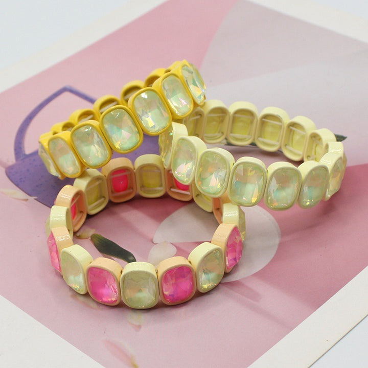 Vintage Y2K Crystal Enamel Stretch Bracelet