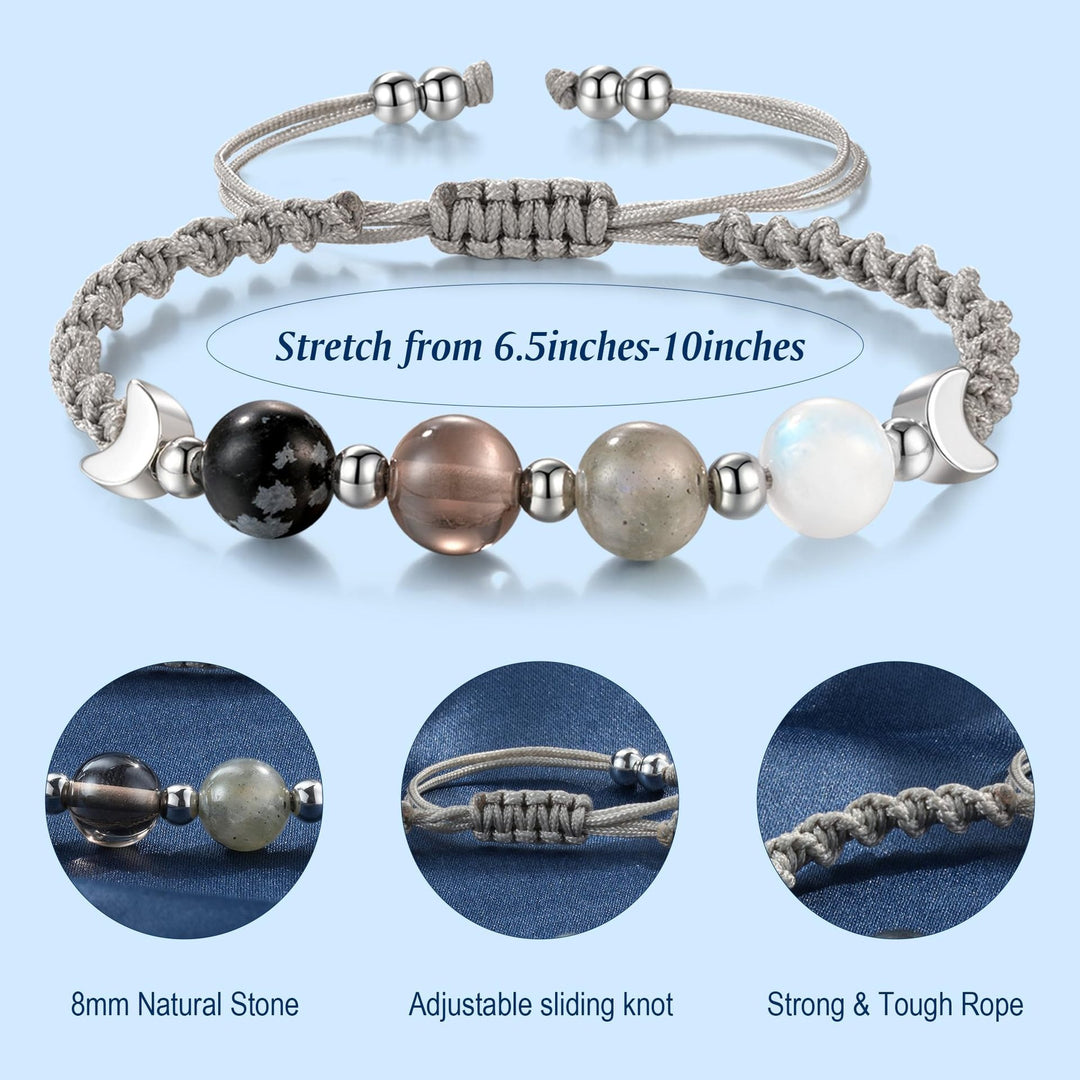 Natural Crystal Moon Phase Handwoven Bracelet