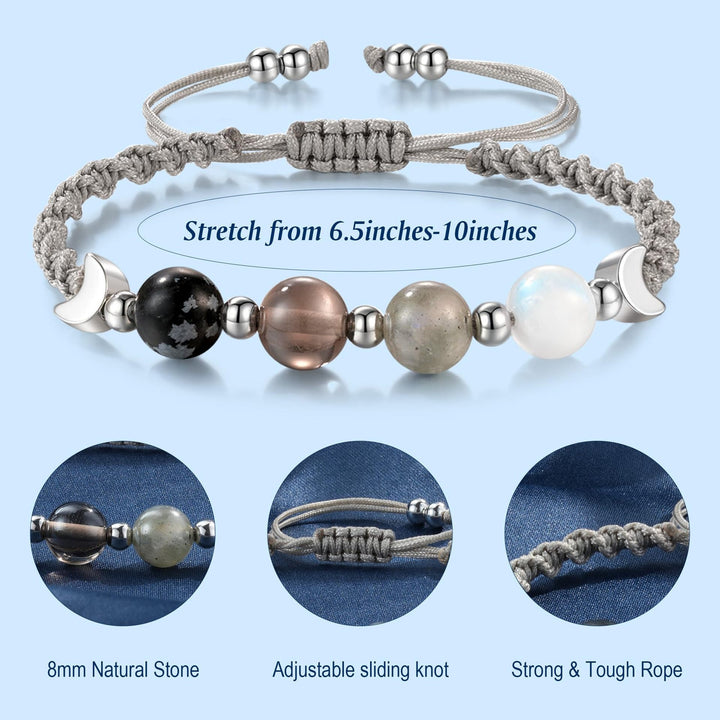 Natural Crystal Moon Phase Handwoven Bracelet