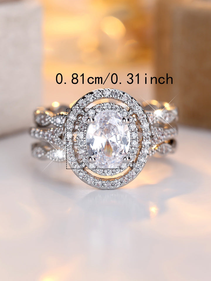 Eternal Vow White Gold Oval Double Halo Bridal Ring Set