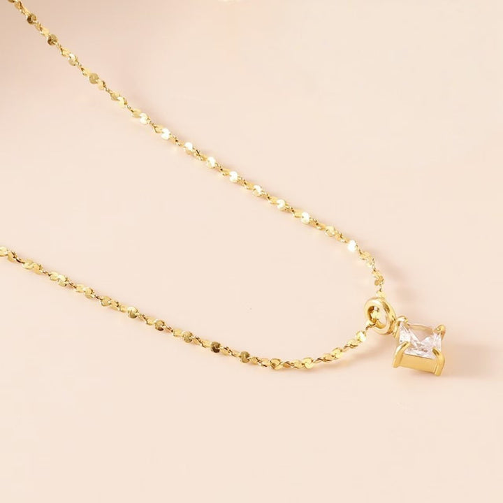 14K Gold Princess Cut Curb Chain Necklace
