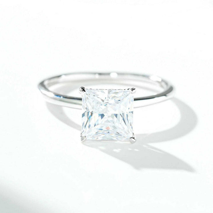Princess Solitaire 18K Gold Princess Cut Moissanite Ring