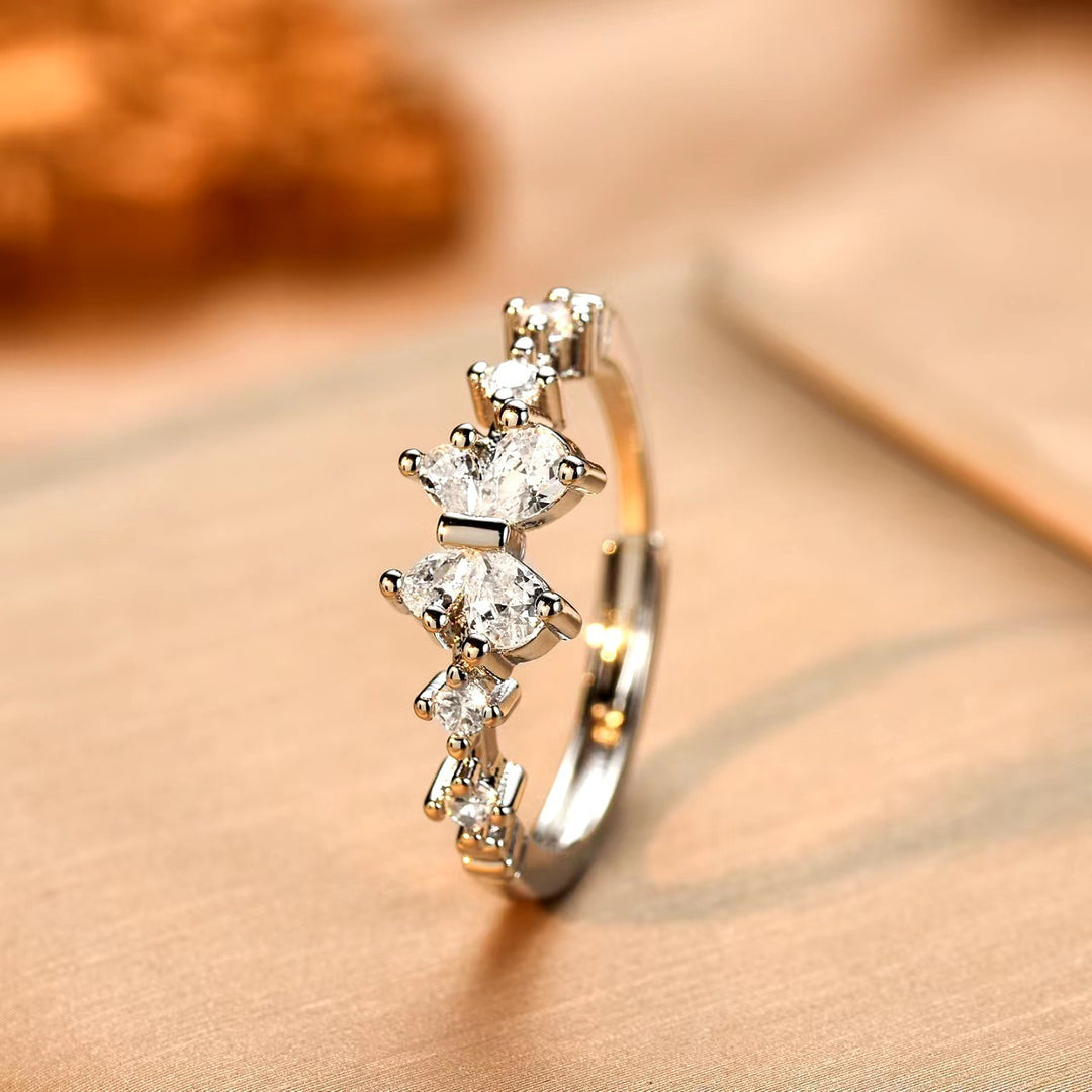 Winged Whisper 3D Pave Butterfly Open Ring