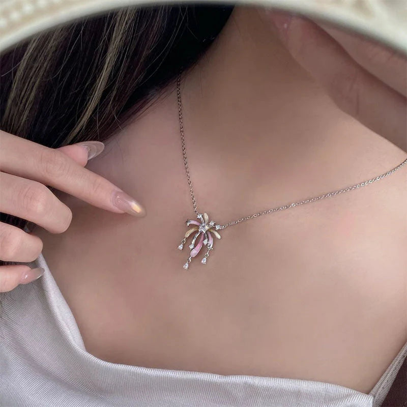 Romantic Colorful Zircon Firework Necklace