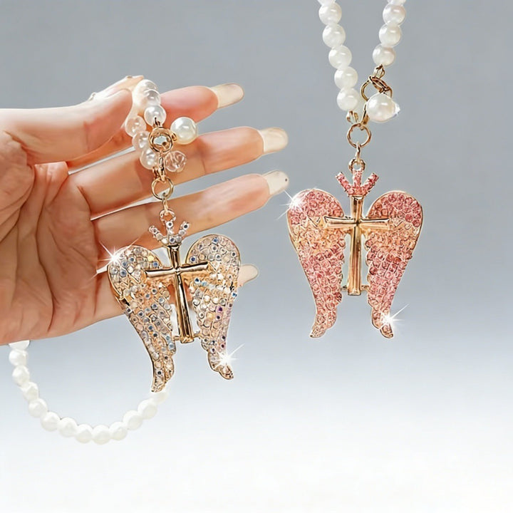 「Guardian Angel」 Pearl Cross Car Hanger