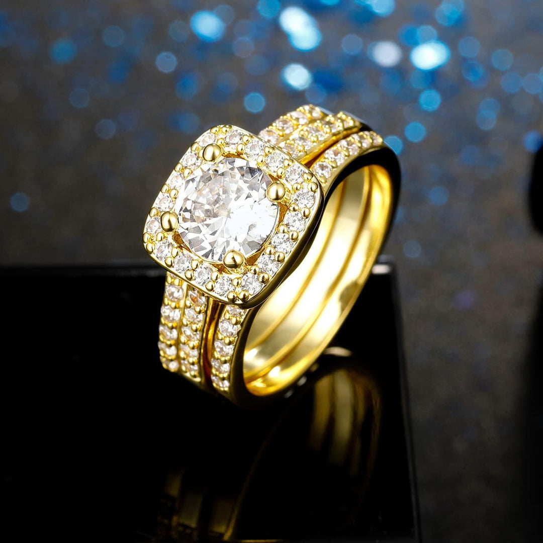 「Cushion Glow」3-Piece Stackable Ring Set