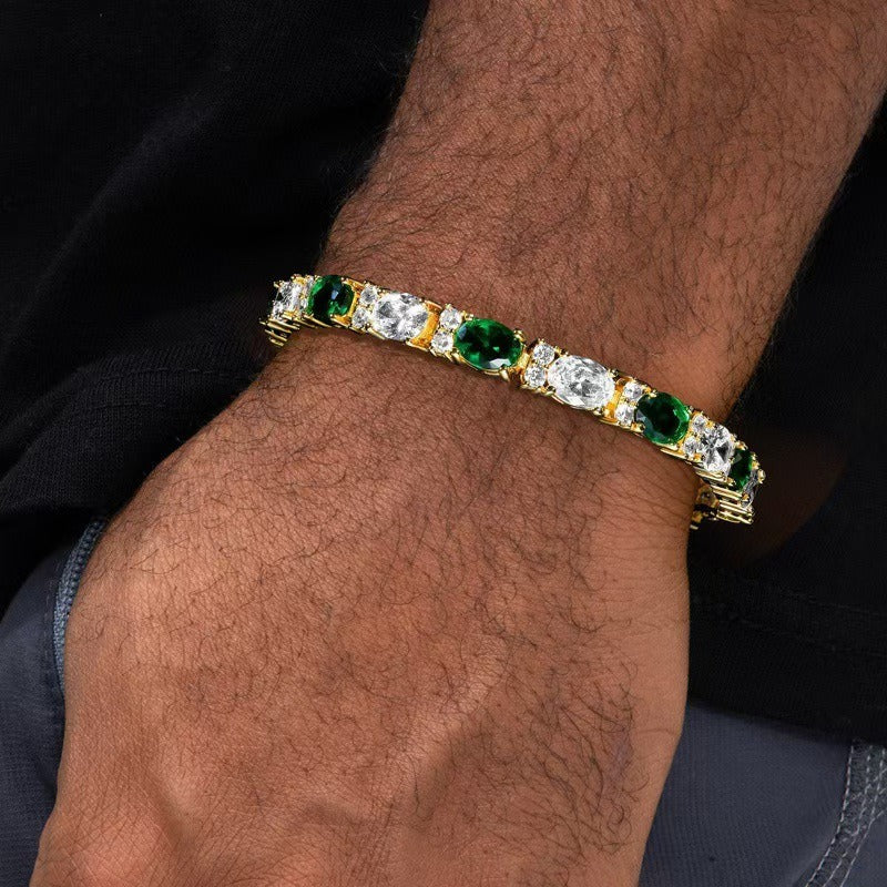 「Emerald Dream」Oval Cut Two-Tone Tennis Bracelet