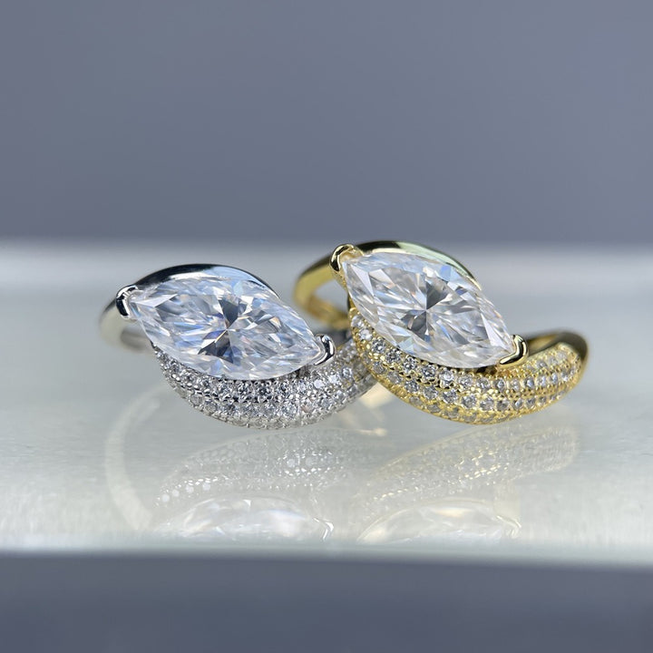 「Marquise Glow」Twisted Band Pavé Ring